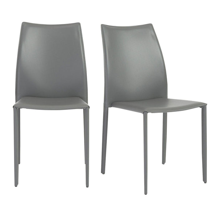 Upholstered Leather Dining Room Side Chairs (Set of 2) - Gray