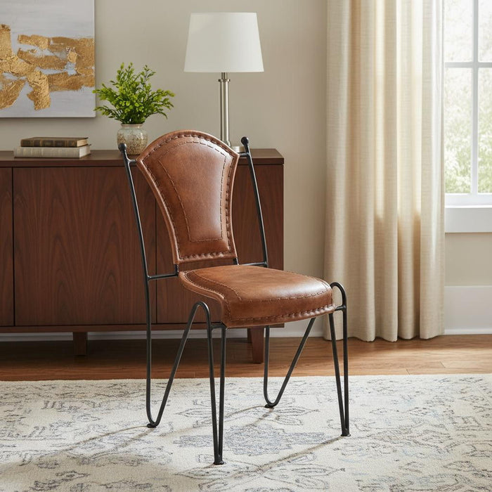 33.5" Faux Leather Side Chair - Brown