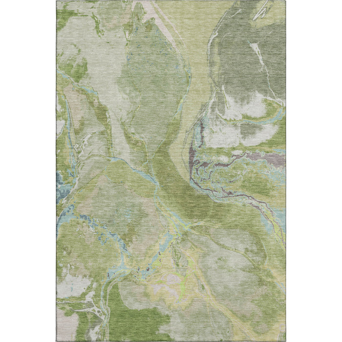 10' X 14' Abstract Washable Area Rug With UV Protection (678934) - Green / Blue / Gray