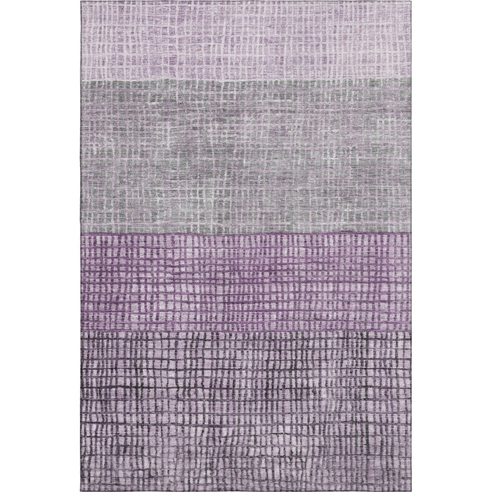 10' X 14' Geometric Washable Area Rug With UV Protection (705041) - Plum / Gray