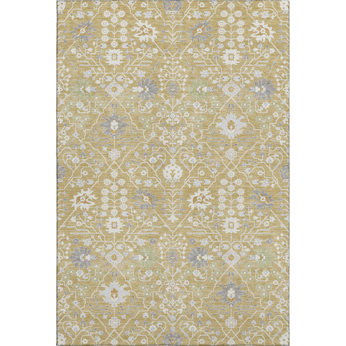 10' X 14' Oriental Washable Area Rug With UV Protection (679204) - Gold / Gray / Ivory