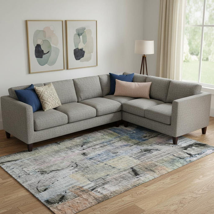10' X 14' Abstract Washable Area Rug With UV Protection (717212) - Blue / Black