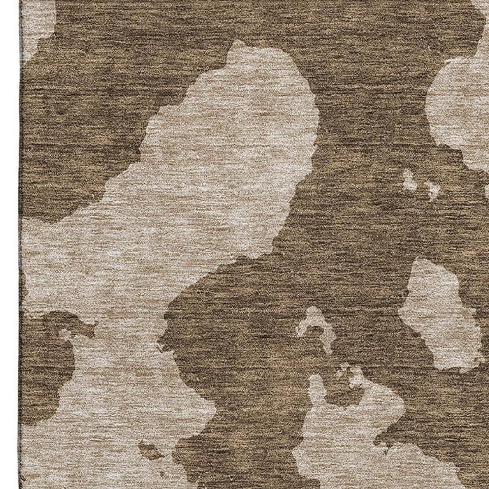 10' X 14' Abstract Washable Area Rug With UV Protection (677010) - Brown / Beige