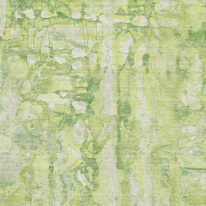 10' X 14' Abstract Washable Area Rug With UV Protection (718514) - Lime Green / Ivory
