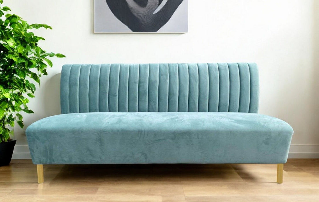 Stylish Fabric Sofa - Light Green / Gold