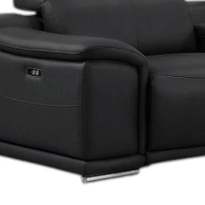Leather Modular L Shaped Seven Piece Corner Sectional With Console - Black
