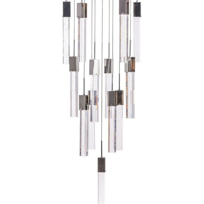 Metal Multi Light Dimmable Chandelier With Clear Shades - Silver