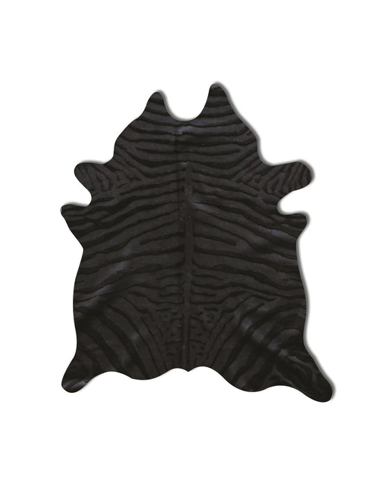 5' x 7' Hand Knotted Area Rug - Black Cowhide
