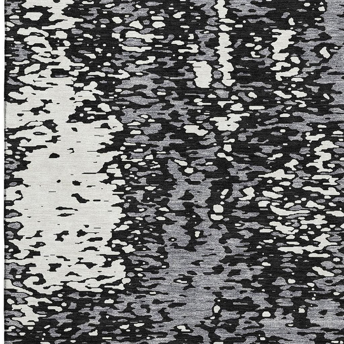 10' X 14' Abstract Washable Area Rug With UV Protection (675420) - Black / Gray / Ivory