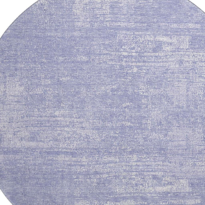 8' Abstract Washable Round Rug With UV Protection (667129) - Lavender / Ivory