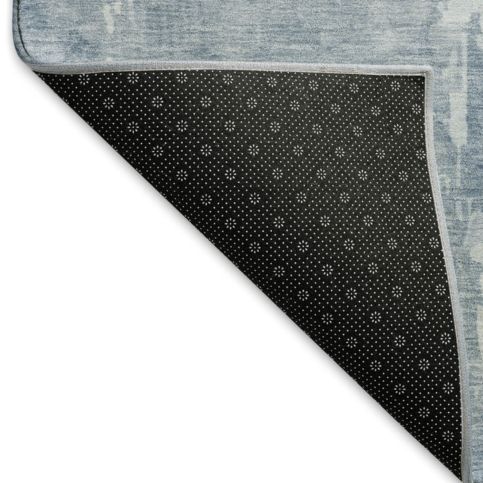 10' X 14' Abstract Washable Area Rug With UV Protection (692583) - Sky Blue / Ivory