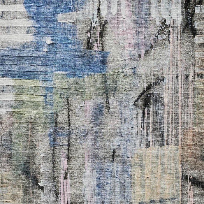 10' X 14' Abstract Washable Area Rug With UV Protection (717212) - Blue / Black