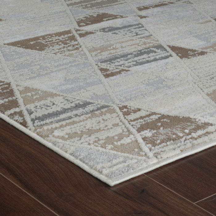 8' x 11' Modern Abstract Distressed Polypropylene Area Rug - Beige And Brown
