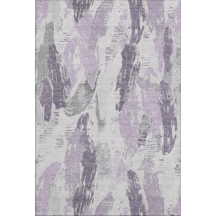 10' X 14' Abstract Washable Area Rug With UV Protection (694658) - Lavender / Ivory / Gray