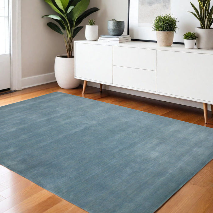 4' X 6' Wool Hand Woven Area Rug - Light Blue