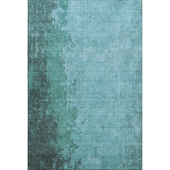 10' X 14' Abstract Washable Area Rug With UV Protection (707647) - Teal / Gray