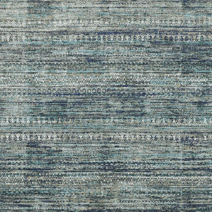 10' X 14' Striped Washable Area Rug With UV Protection (709756) - Teal / Taupe / Beige