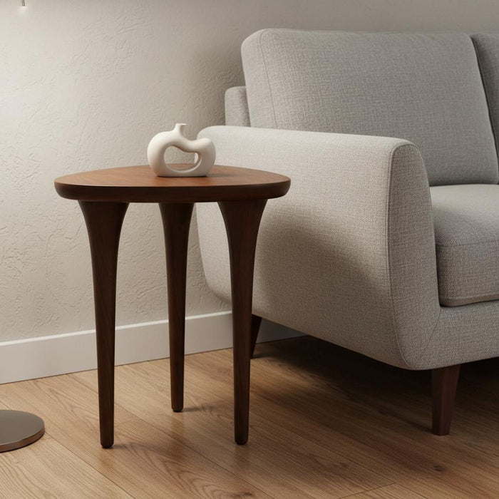 22" Wood Pedestal End Table - Brown