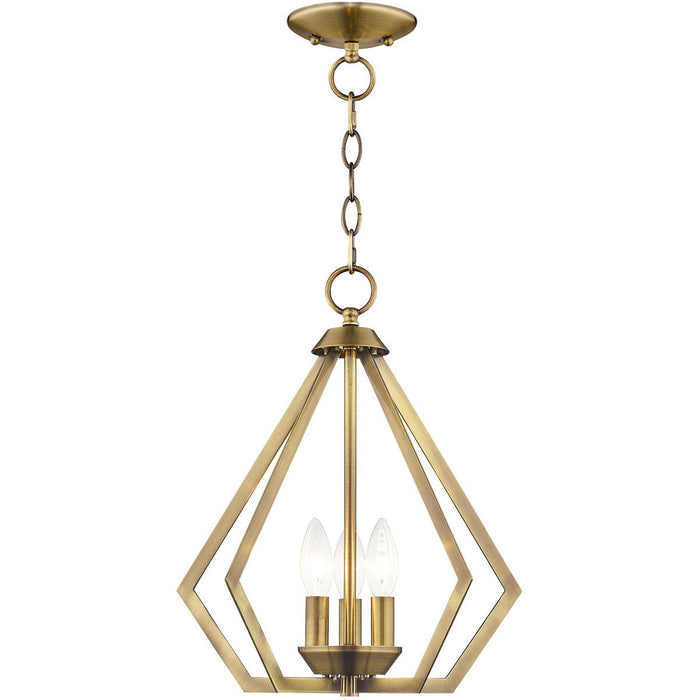 16'' Three Light Dimmable Chandelier With Shades - Antiqued Brass
