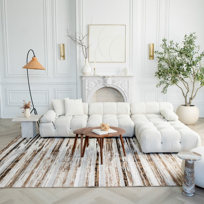 8' x 10' Striped Dhurrie Area Rug - Beige