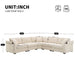 Giga convertible L-shaped sectional sofa with armrest storage, cup holders, USB charger, oversized modular design in a living room setting