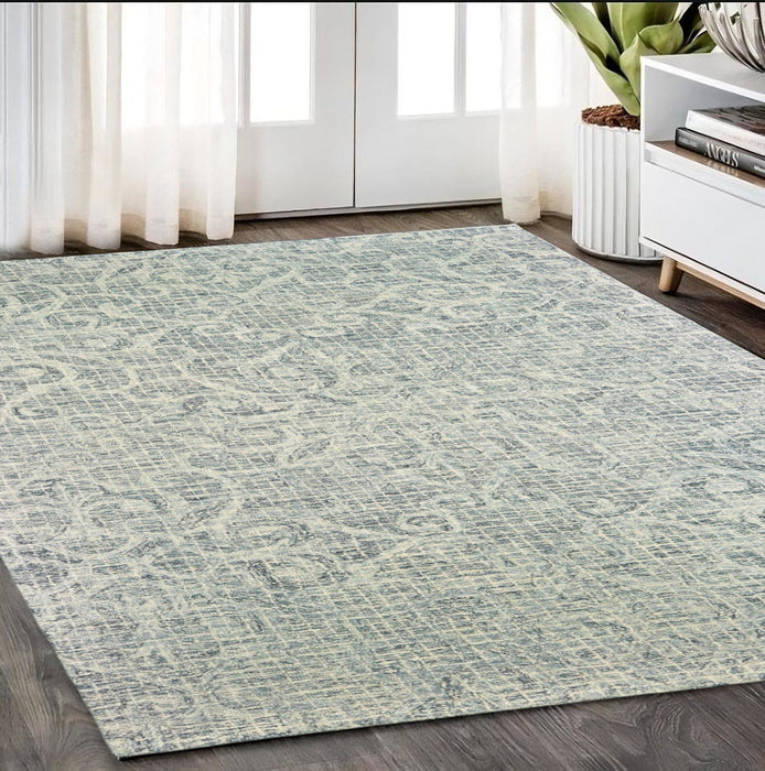 5' X 8' Wool Geometric Hand Tufted Area Rug - Gray / Ivory