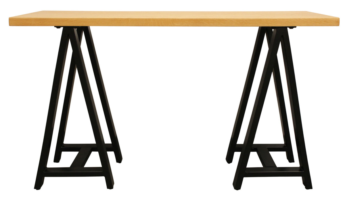 50" Solid Wood A Frame Console Table - Natural And Black