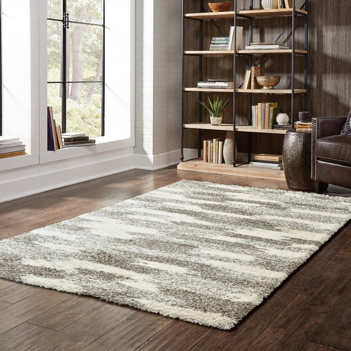 10' x 13' Geometric Pattern Area Rug - Gray And Ivory