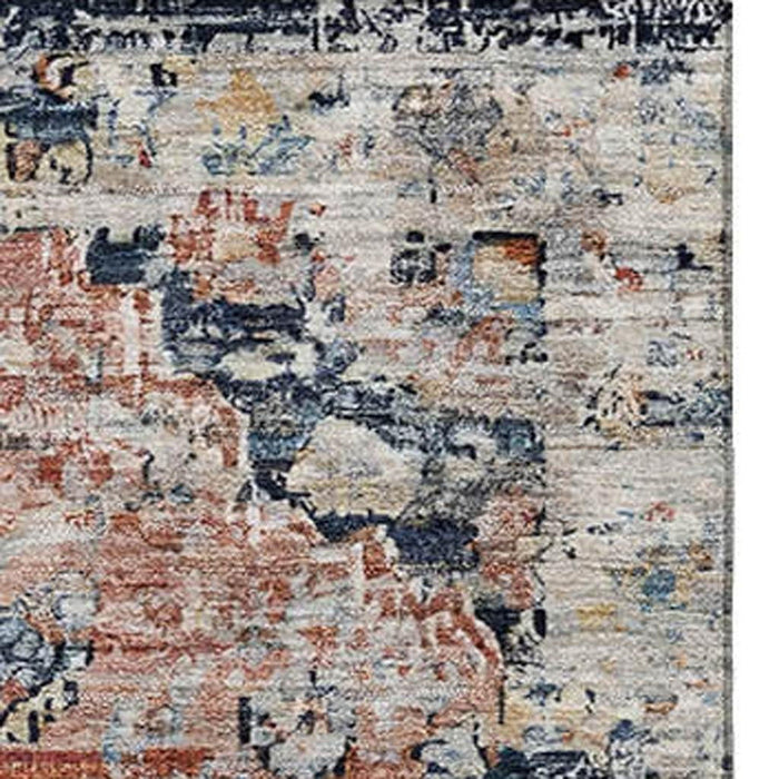10' X 14' Floral Medallion Washable Area Rug With UV Protection (705083) - Beige / Blue / Coral