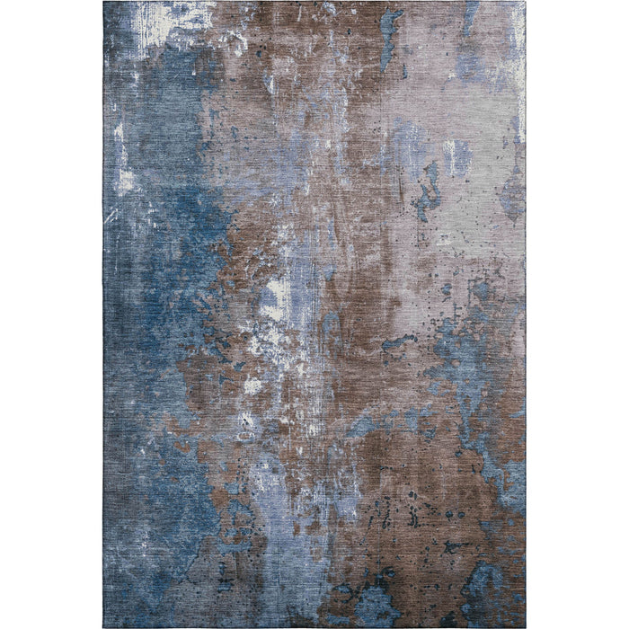 10' X 14' Abstract Washable Area Rug With UV Protection (706337) - Brown / Blue