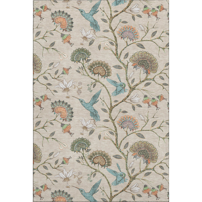 8' X 10' Geometric Washable Area Rug With UV Protection (645581) - Beige / Blue / Peach