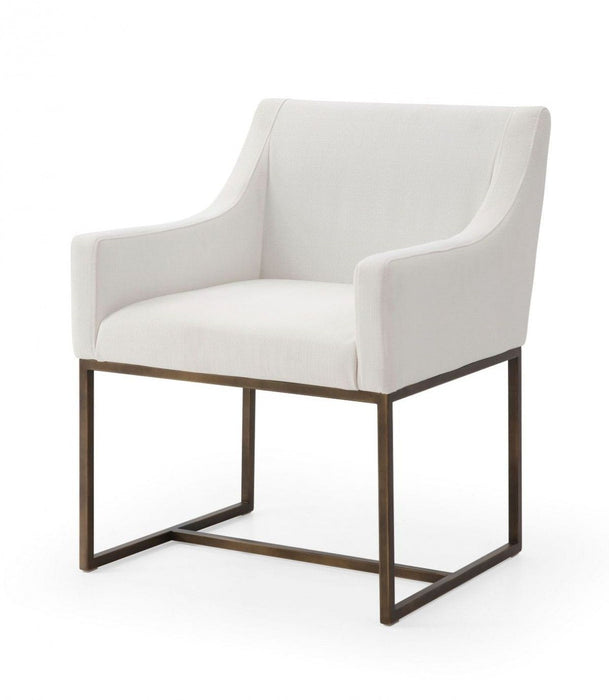 Upholstered Fabric Dining Arm Chair - White