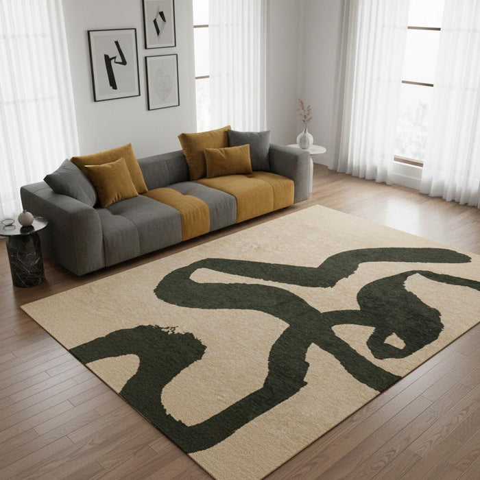 8' Abstract Washable Round Rug With UV Protection (610014) - Beige / Green