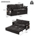 Giga pull-out sofa bed with convertible sleeper design, side storage, and built-in USB-C charging ports in a modern living room setting.