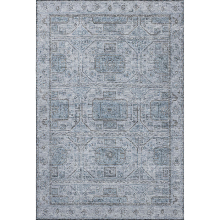 10' X 14' Geometric Washable Area Rug With UV Protection (708097) - Blue / Gray