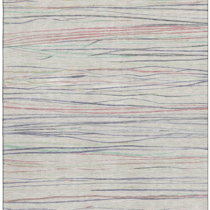 10' X 14' Striped Washable Area Rug With UV Protection (694707) - Beige / Pink / Purple
