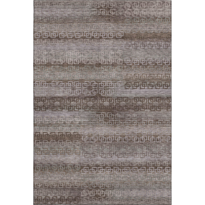 10' X 14' Striped Washable Area Rug With UV Protection (715081) - Chocolate / Gray