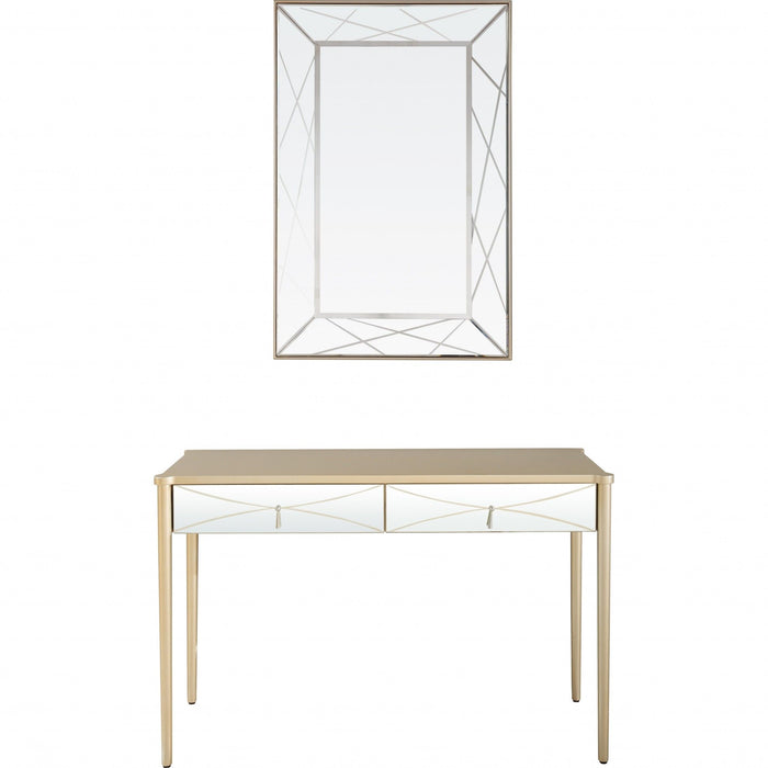 Mirrored Glass Console Table - Champagne