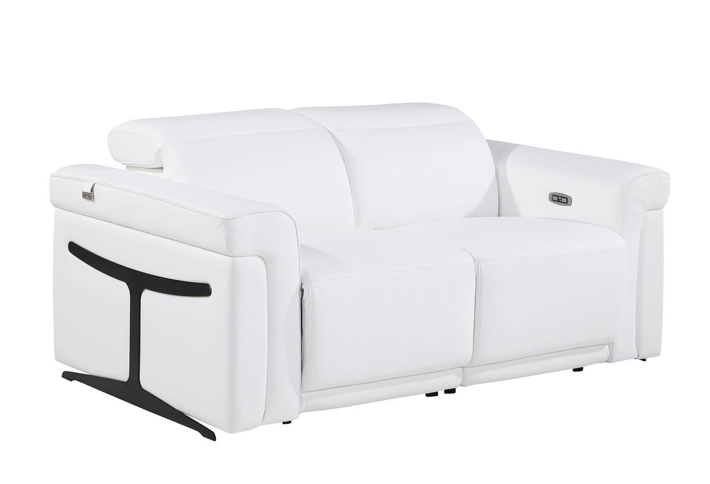 Italian Leather Power Reclining Loveseat (720494) - White / Black
