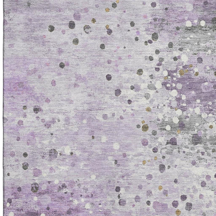 10' X 14' Abstract Washable Area Rug With UV Protection (710759) - Lavender / Gray / Ivory