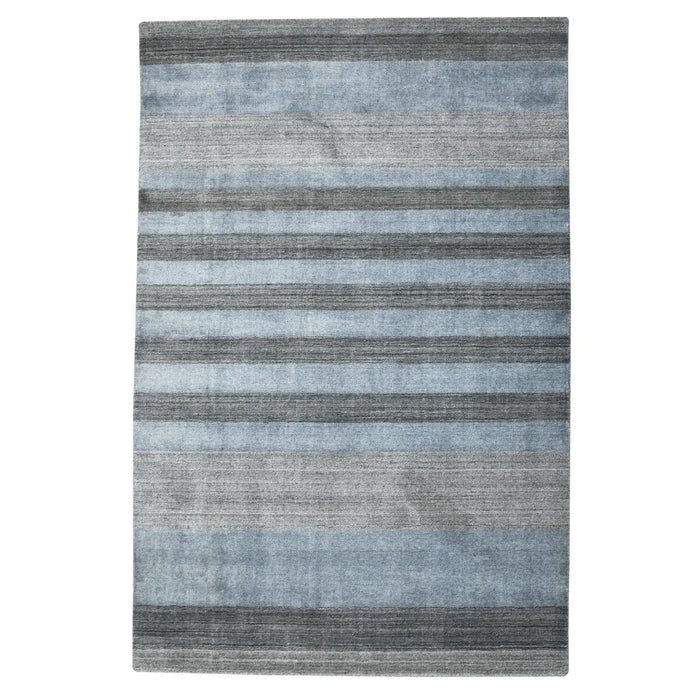 10' X 14' Wool Striped Hand Woven Area Rug - Gray And Light