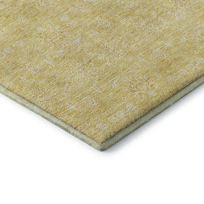 10' X 14' Floral Washable Area Rug With UV Protection (656903) - Amber / Ivory