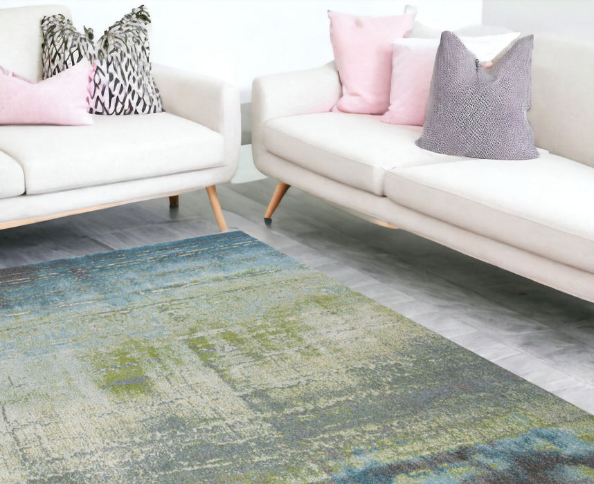 9' x 13' Polypropylene Area Rug - Blue Or Green