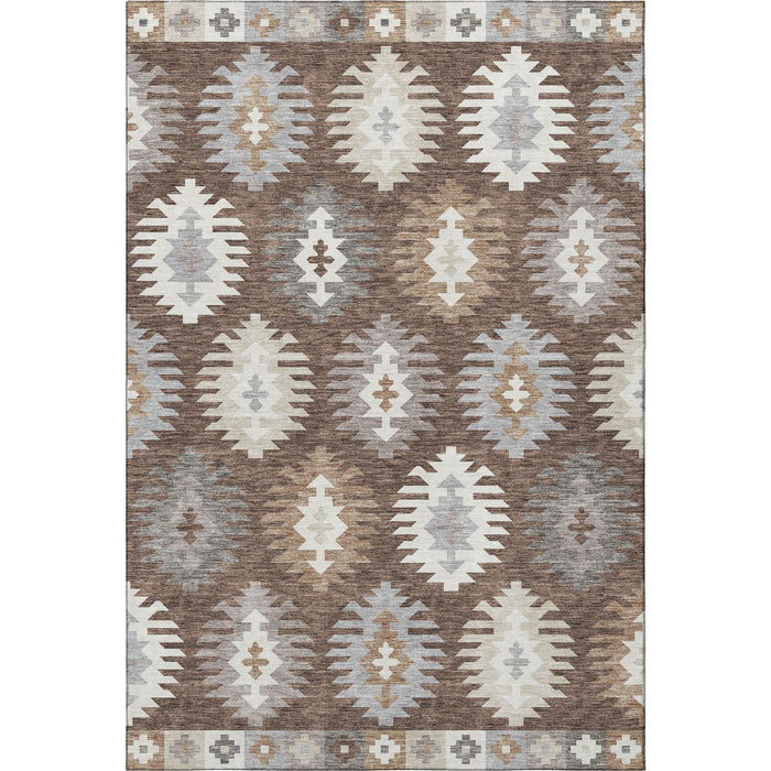 10' X 14' Southwestern Washable Area Rug With UV Protection (677615) - Brown / Taupe / Ivory