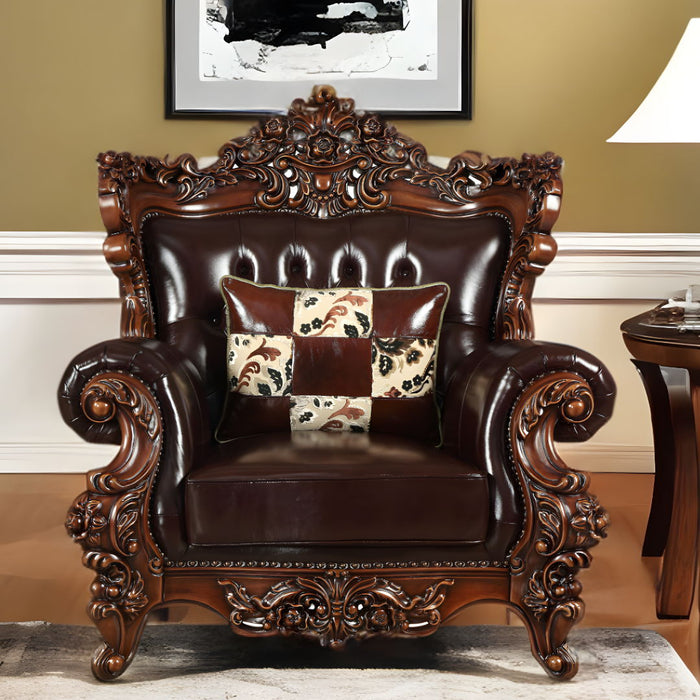 Faux Leather Tufted Wingback Chair - Espresso