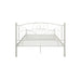 Giga white metal platform bed frame with full unique flower design, sturdy headboard and footboard