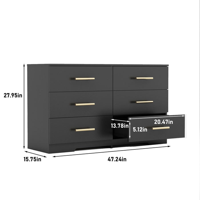 Large 6 Drawers Chest Of Drawer Dressers Table With Handle