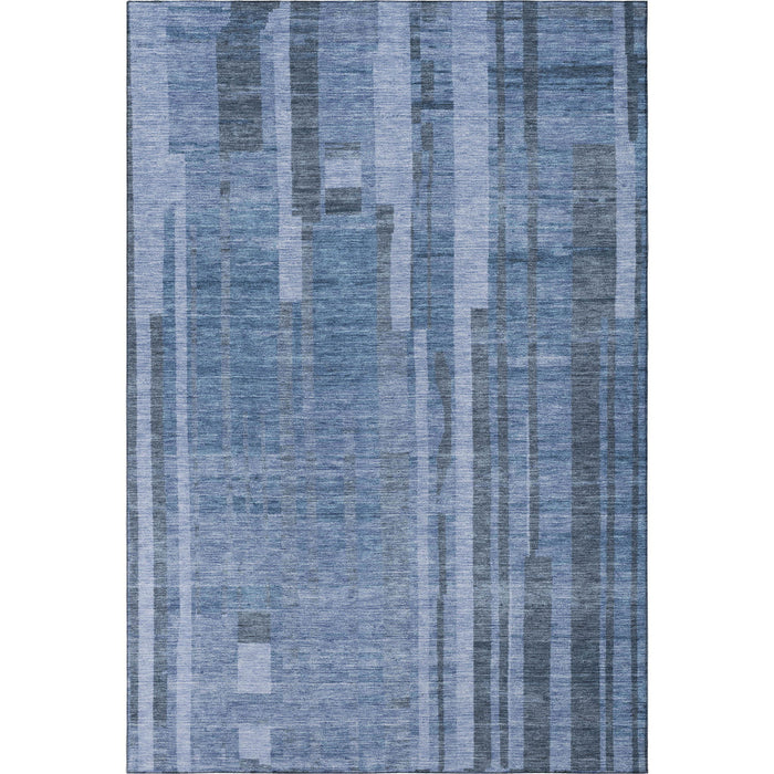 10' X 14' Striped Washable Area Rug With UV Protection (683279) - Navy Blue / Denim Blue