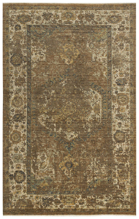 9' X 12' Wool Oriental Hand Carved Handmade Area Rug (747981) - Brown / Beige / Ivory / Green
