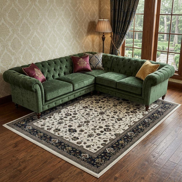 8' X 11' Oriental Area Rug With Fringe (574855) - Ivory / Brown